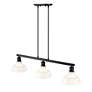 Carver 35 1/2"W Black 3-Light Linear Pendant w/ Milk Glass