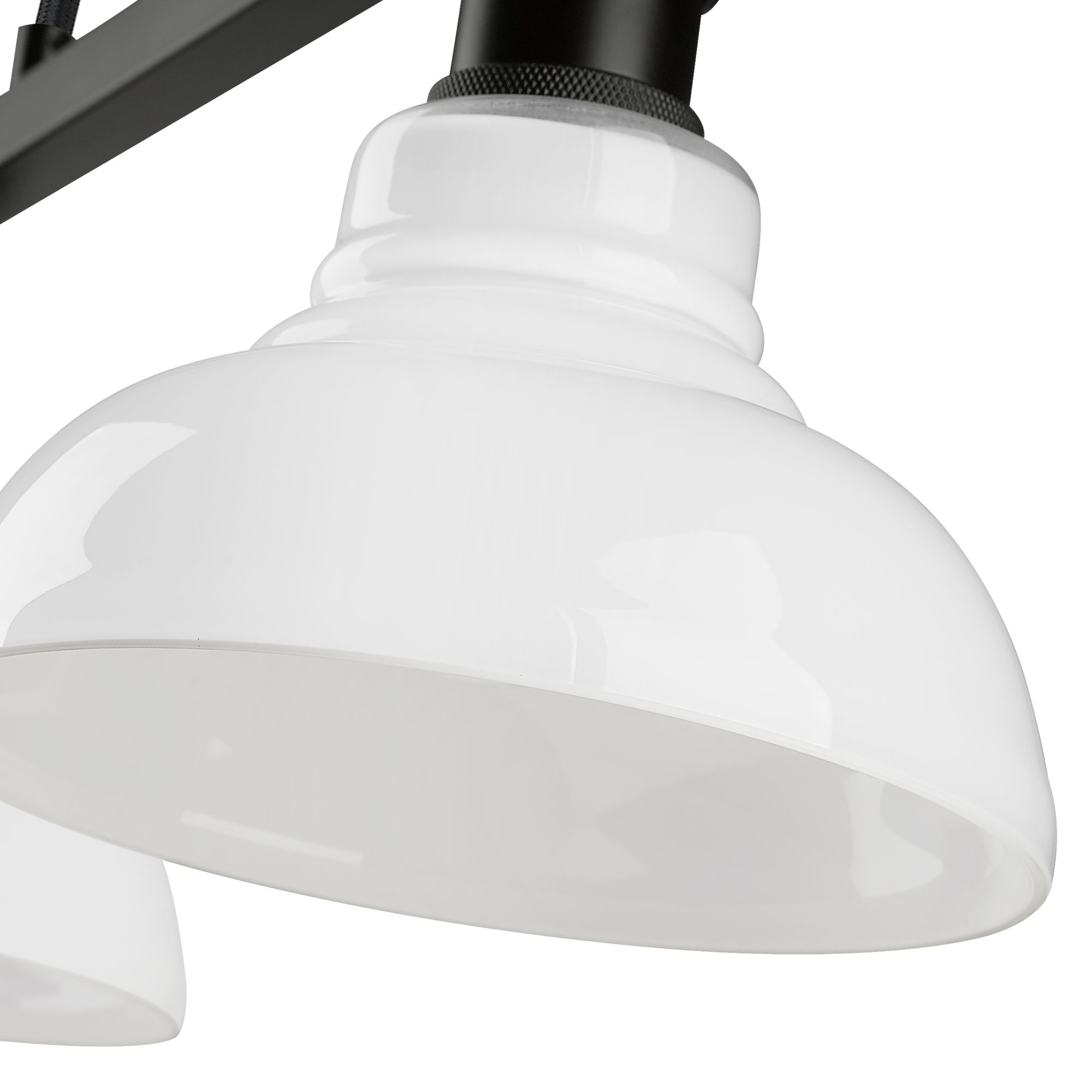 Carver 35 1/2"W Black 3-Light Linear Pendant w/ Milk Glass