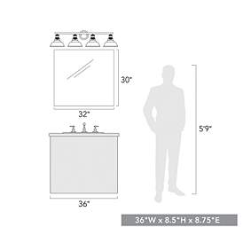 Image5 of Carver 36" Wide Matte Black 4-Light Bath Light more views