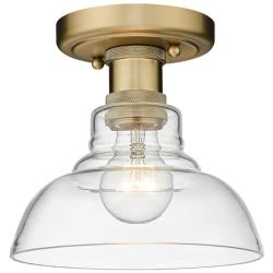 Carver 7 1/2&quot; Wide Brushed Champagne Bronze/Clear Glass 1-Light Flush