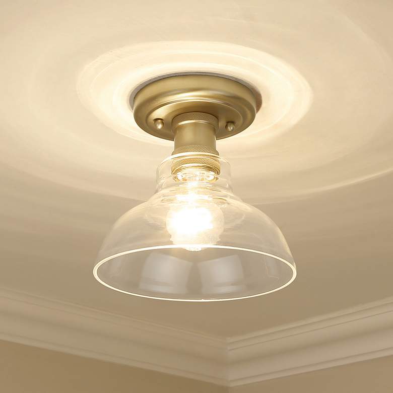 Image 1 Carver 7 1/2" Wide Brushed Champagne Bronze/Clear Glass 1-Light Flush