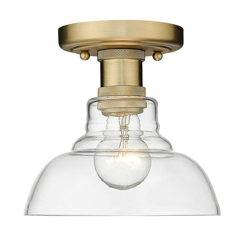 Image 3 Carver 7 1/2" Wide Brushed Champagne Bronze/Clear Glass 1-Light Flush more views