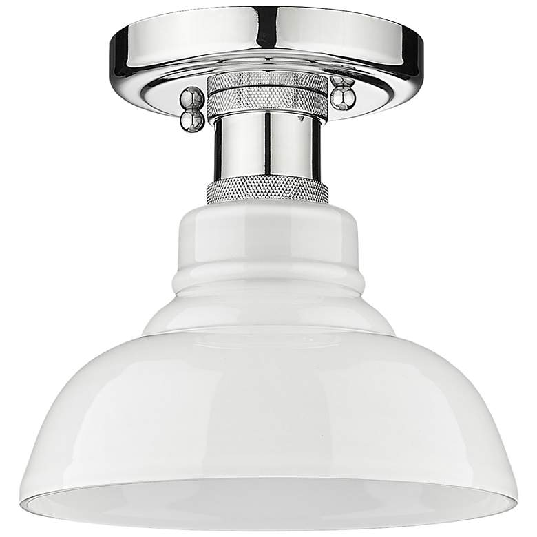 Image 2 Carver 7 1/2" Wide Chrome 1-Light Flush Mount With Vintage Milk Glass