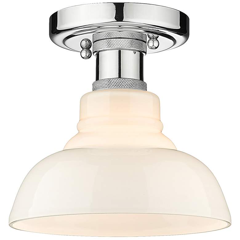 Image 5 Carver 7 1/2" Wide Chrome 1-Light Flush Mount With Vintage Milk Glass more views