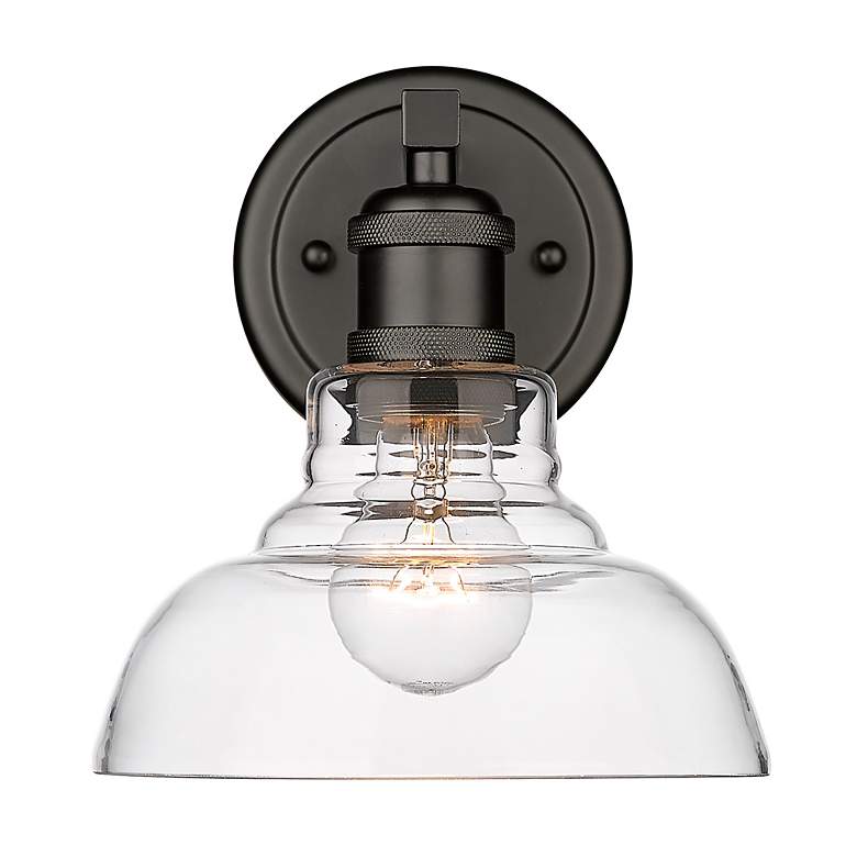 Image 2 Carver 7 1/2" Wide Matte Black 1-Light Wall Sconce with Clear Glass more views