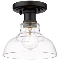 Carver 7 1/2&quot; Wide Matte Black and Glass Ceiling Light