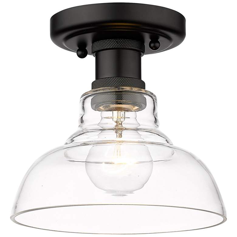 Image 2 Carver 7 1/2 inch Wide Matte Black and Glass Ceiling Light
