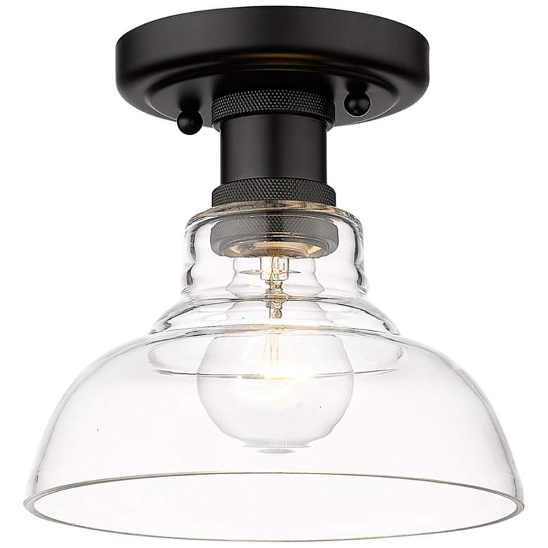 Image 2 Carver 7 1/2" Wide Matte Black and Glass Ceiling Light