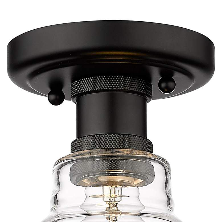 Image 4 Carver 7 1/2" Wide Matte Black and Glass Ceiling Light more views