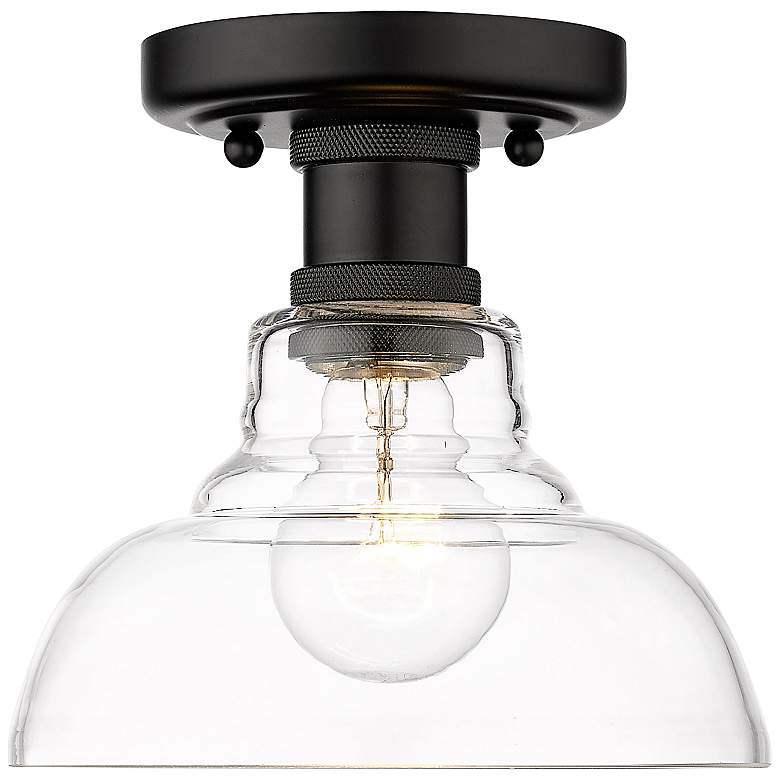 Image 5 Carver 7 1/2" Wide Matte Black and Glass Ceiling Light more views