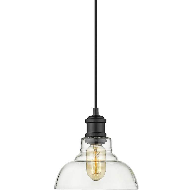 Image 1 Carver 7 1/2" Wide Matte Black Mini Pendant with Clear Glass