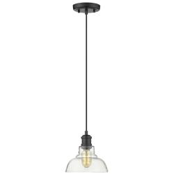 Carver 7 1/2" Wide Matte Black Mini Pendant with Clear Glass