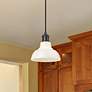 Thumbnail1 of Carver 7 1/2" Wide Mini Pendant in Matte Black with Vintage Milk Glass