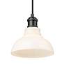 Thumbnail3 of Carver 7 1/2" Wide Mini Pendant in Matte Black with Vintage Milk Glass more views