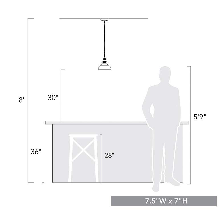 Image 7 Carver 7 1/2" Wide Mini Pendant in Matte Black with Vintage Milk Glass more views