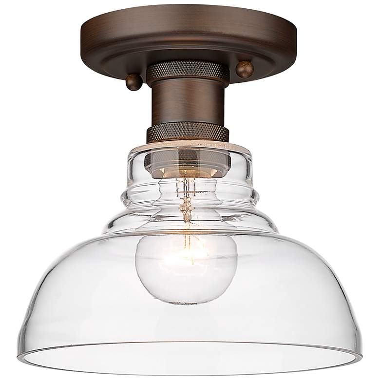 Image 2 Carver 7 1/2"W Rubbed Bronze Ceiling Light with Clear Glass