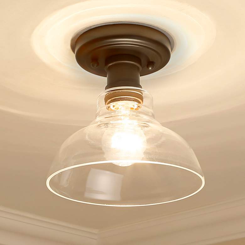 Image 1 Carver 7 1/2"W Rubbed Bronze Ceiling Light with Clear Glass