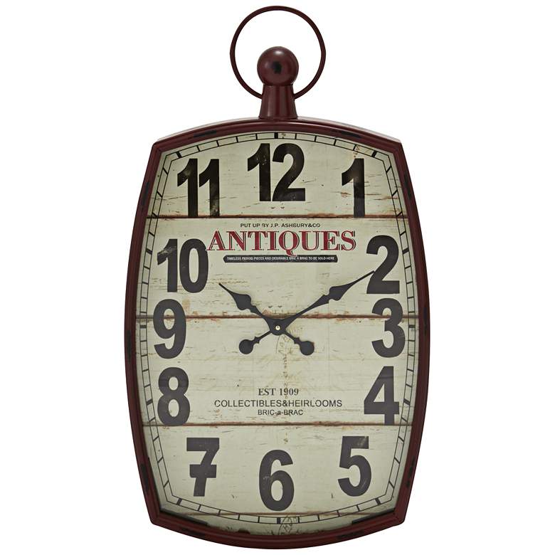 Image 1 Carver Brown Metal and Wood 33 inch High Wall Clock