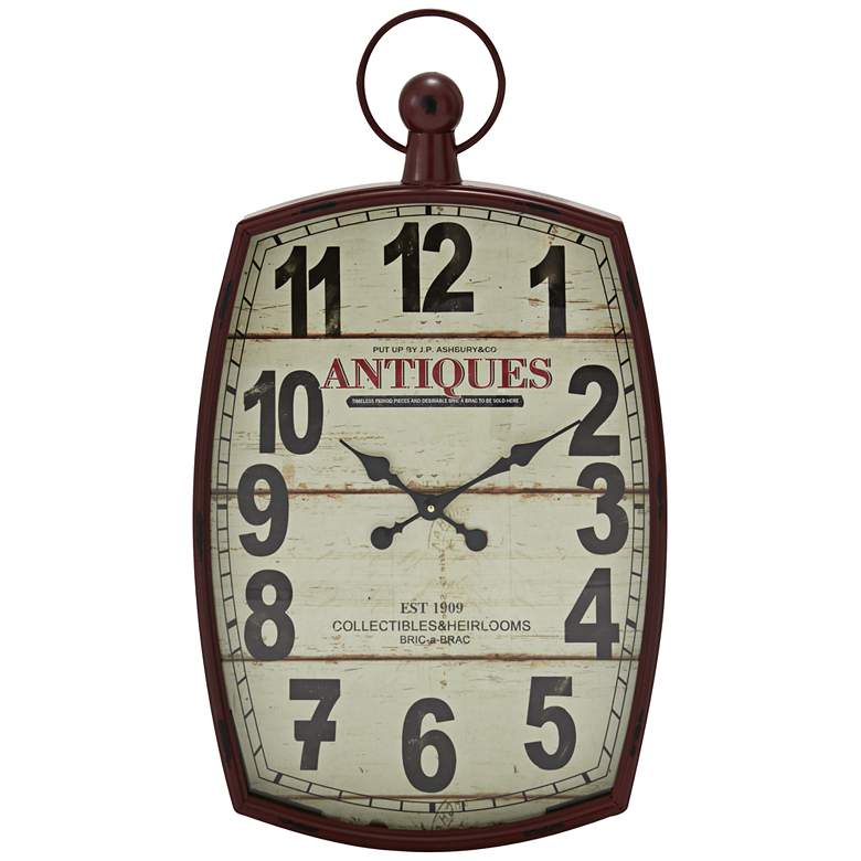 Image 1 Carver Brown Metal and Wood 33" High Wall Clock