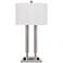 Carver Brushed Steel Metal Hotel Desk Lamp with USB Ports