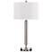 Carver Double Light Brushed Steel USB Hotel Table Lamp