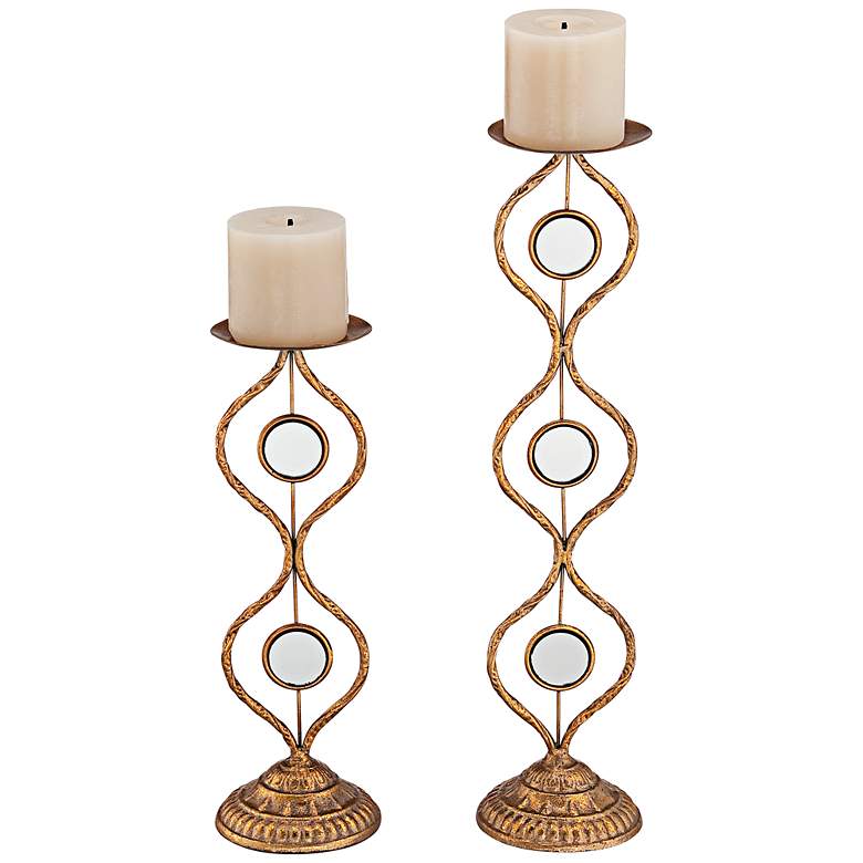Image 1 Caryn Gold Pillar Candle Holders Set of 2
