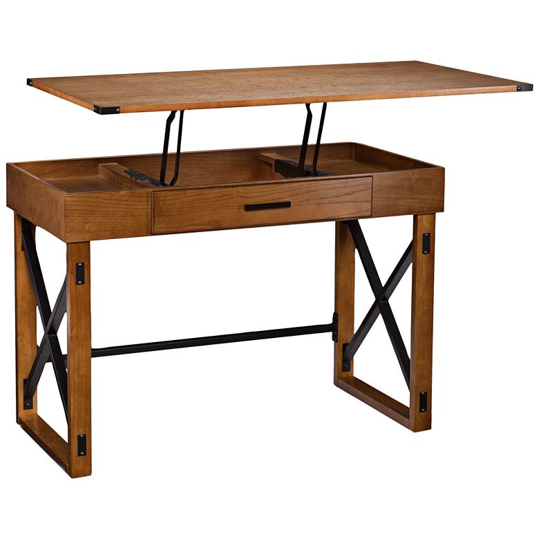 Image 4 Cas 48 1/2 inch Wide Distressed Pine Lift-Top Desk more views