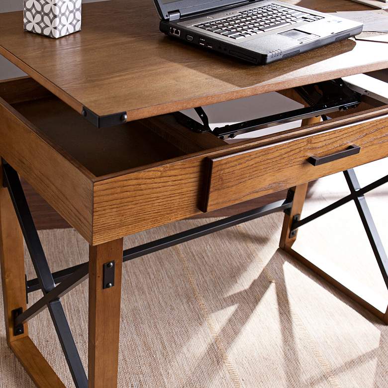 Image 6 Cas 48 1/2" Wide Distressed Pine Lift-Top Desk more views