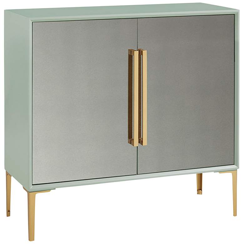 Image 2 Casa 36"W Pale Mint Green Wood 2-Door Accent Cabinet