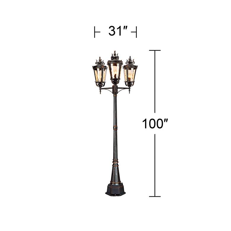 Image 6 Casa Marseille 100 inch High Bronze Outdoor 3-Arm Post Light more views