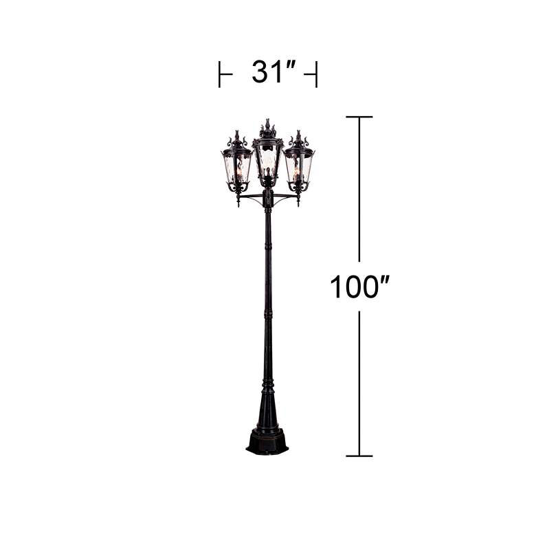 Image 5 Casa Marseille™ 100"H Black Outdoor 3-Light Post Light more views