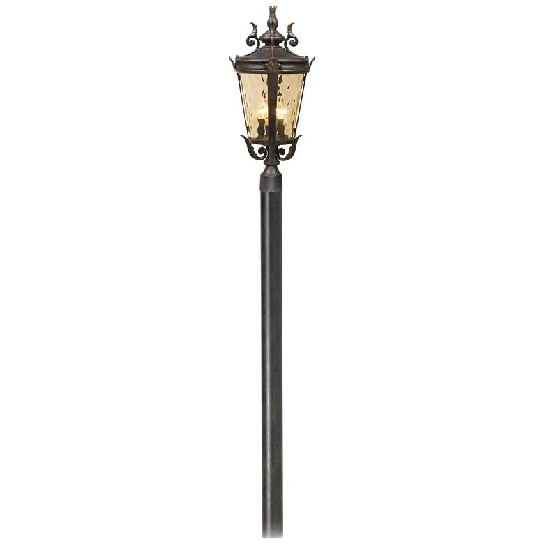 Image 1 Casa Marseille 107 inch High Bronze Post Light with Burial Pole
