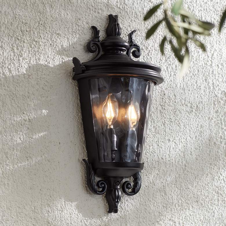 Image 7 Casa Marseille 17 inch High Textured Black Outdoor Wall Light more views