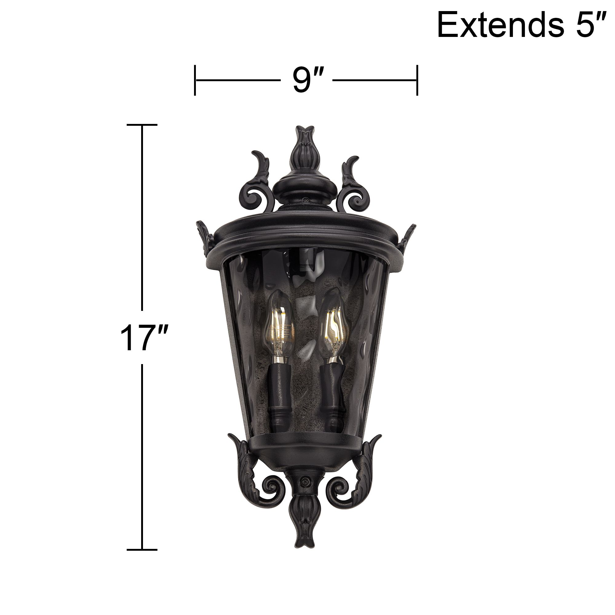Casa Marseille 17" High Textured Black Outdoor Wall Light