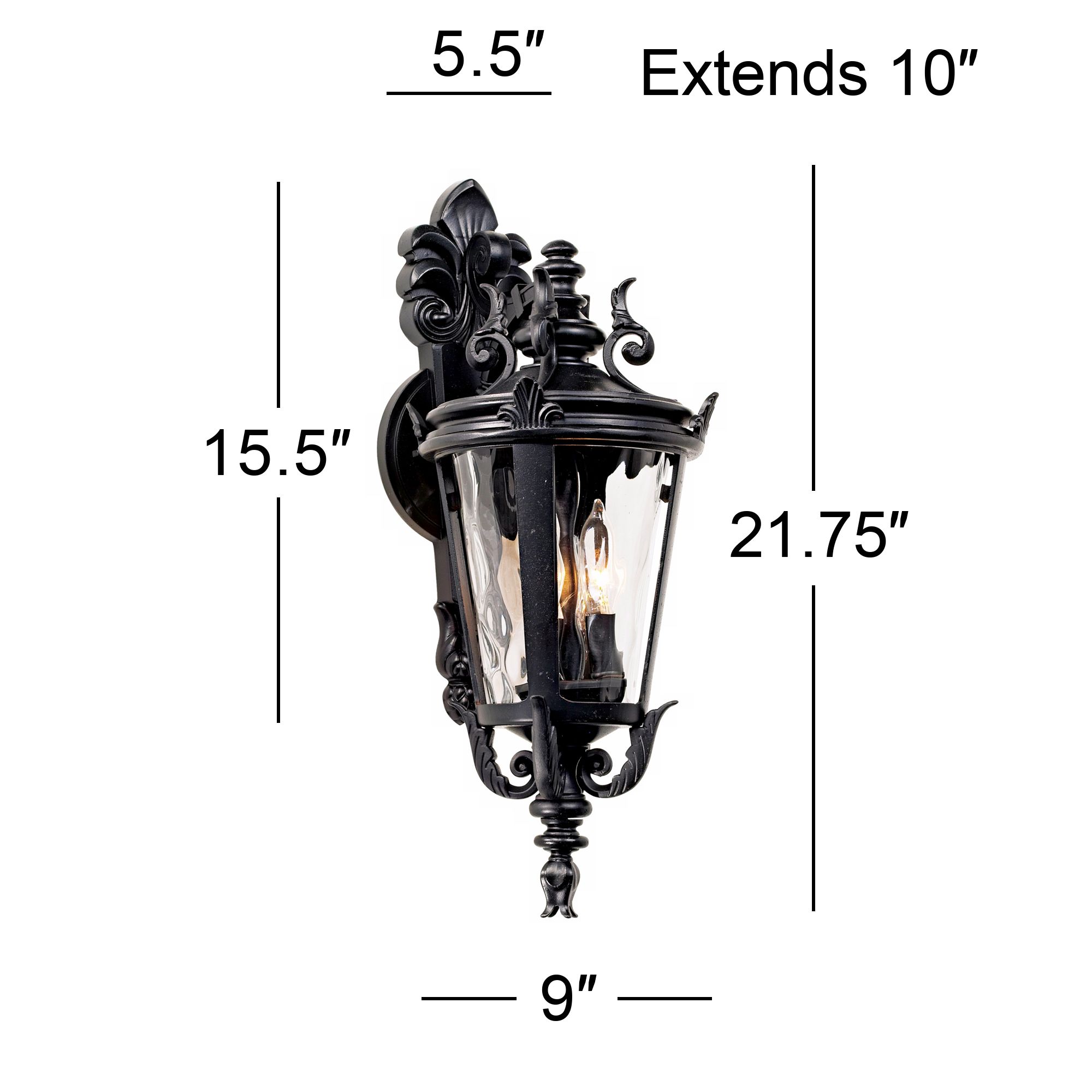Casa Marseille™ 21 3/4" High Black Outdoor Wall Light