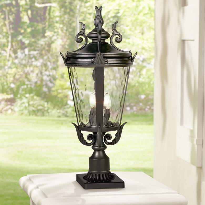 Image 1 Casa Marseille 27 inch High Black Post Light with Pier Mount Adapter