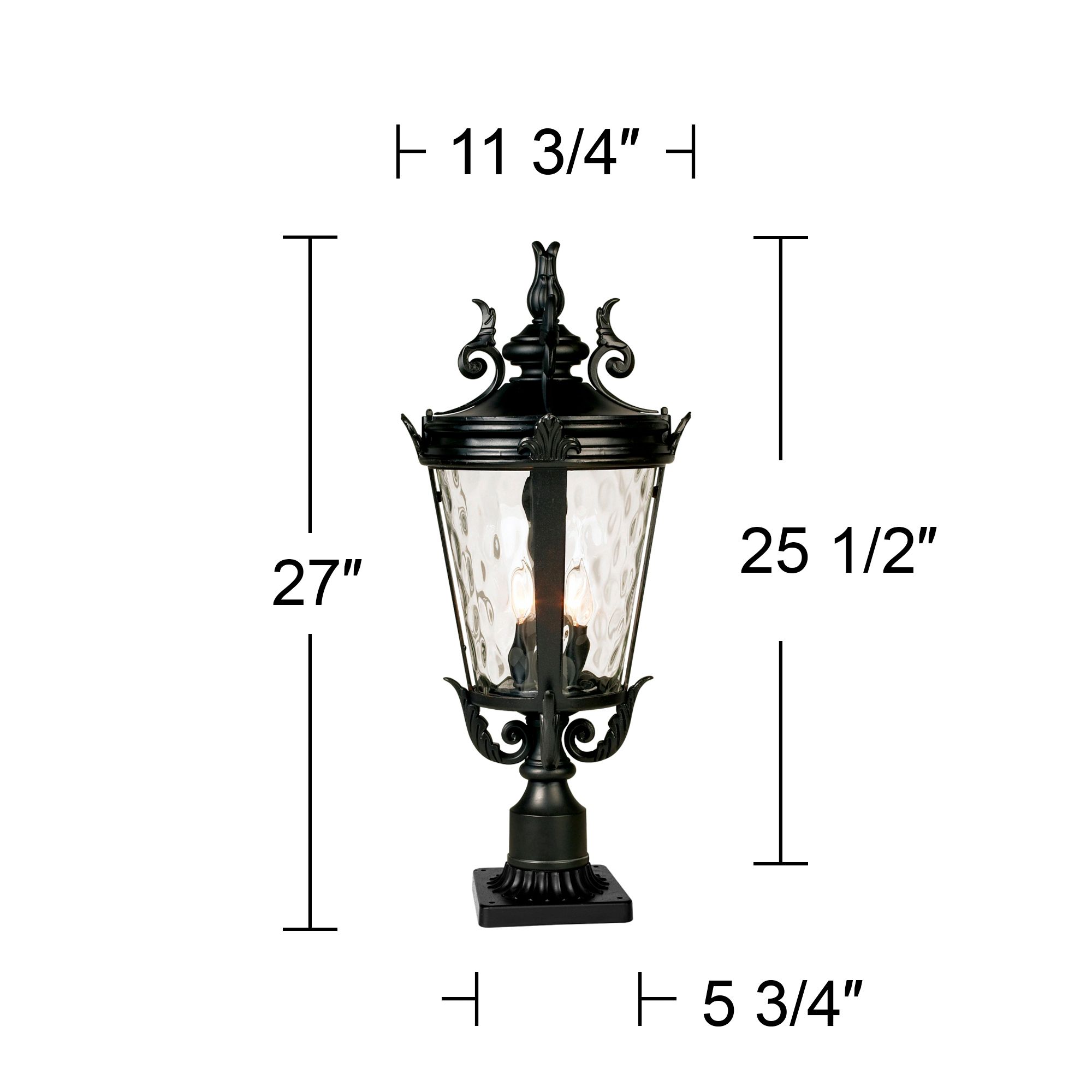 Casa Marseille 27" High Black Post Light with Pier Mount Adapter in scene
