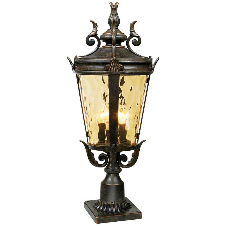 Image 2 Casa Marseille 27 inch High Bronze Post Light with Pier Mount Adapter