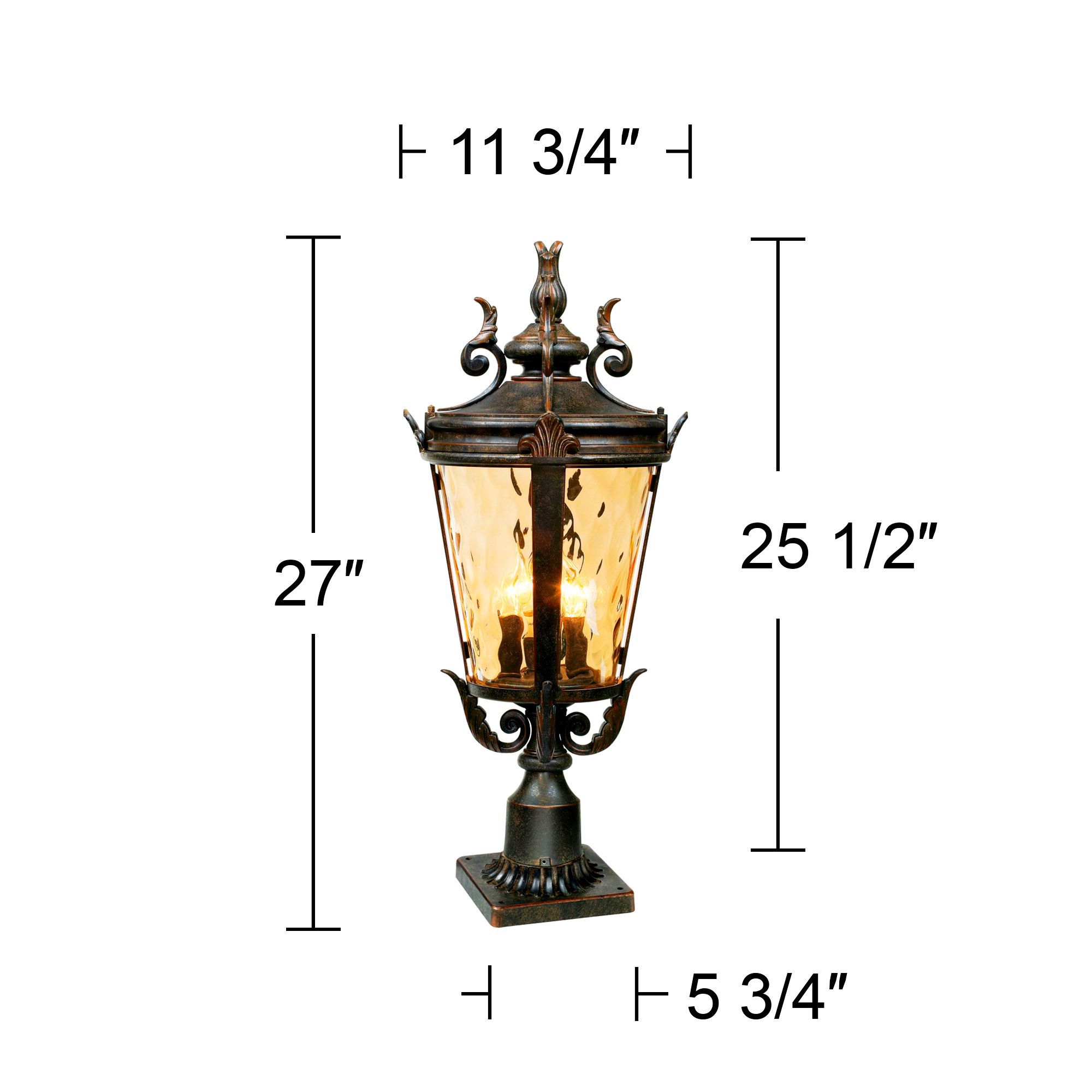 Casa Marseille 27" High Bronze Post Light with Pier Mount Adapter in scene