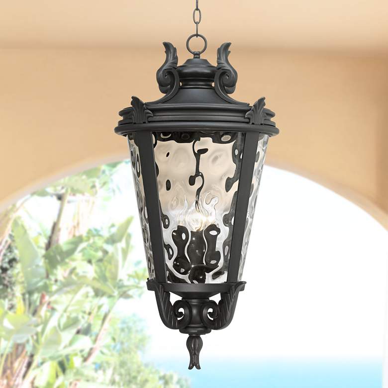 Image 1 Casa Marseille&#8482; 30 inch High Black Outdoor Hanging Light