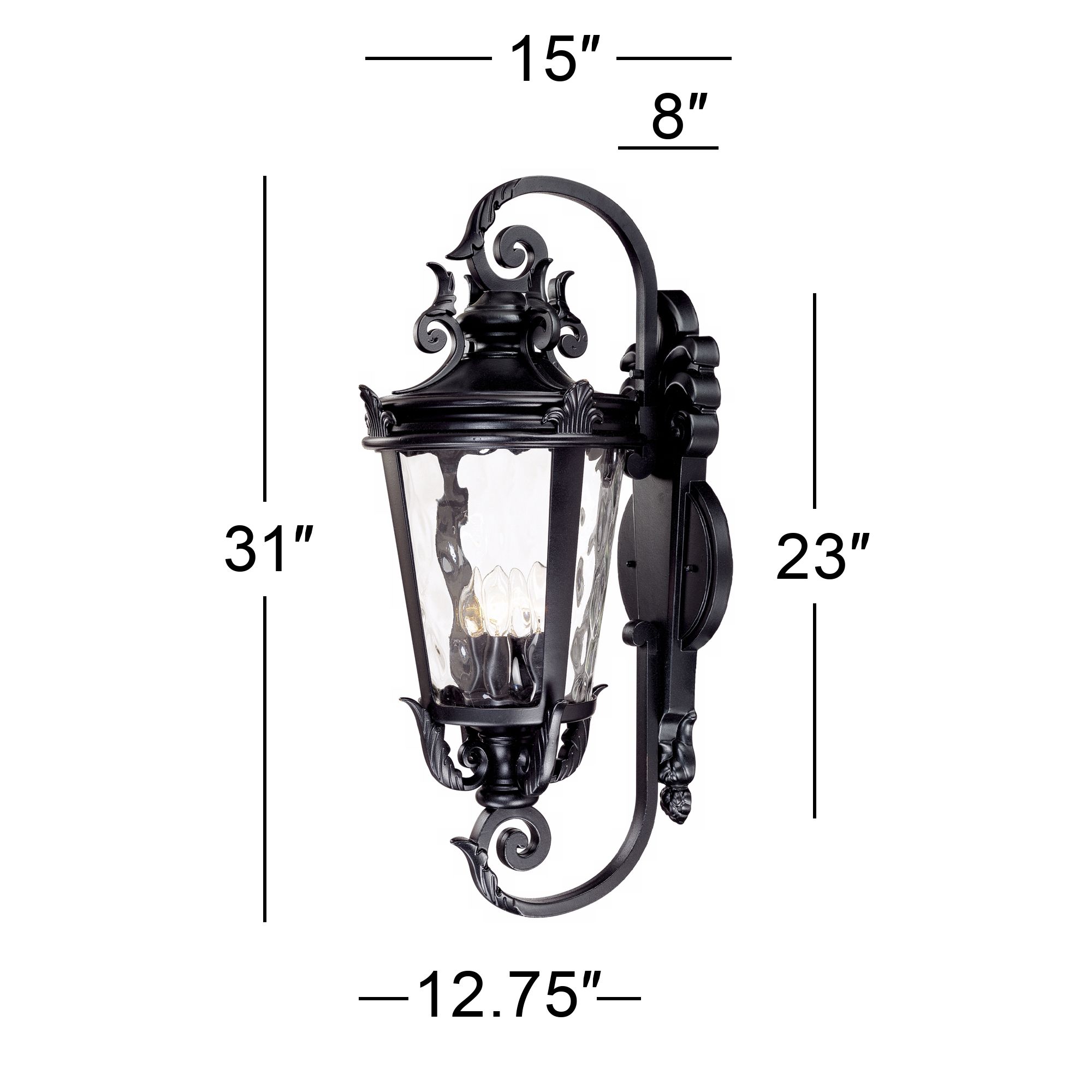Casa Marseille 31" High Black Traditional Large Outdoor Wall Light in scene