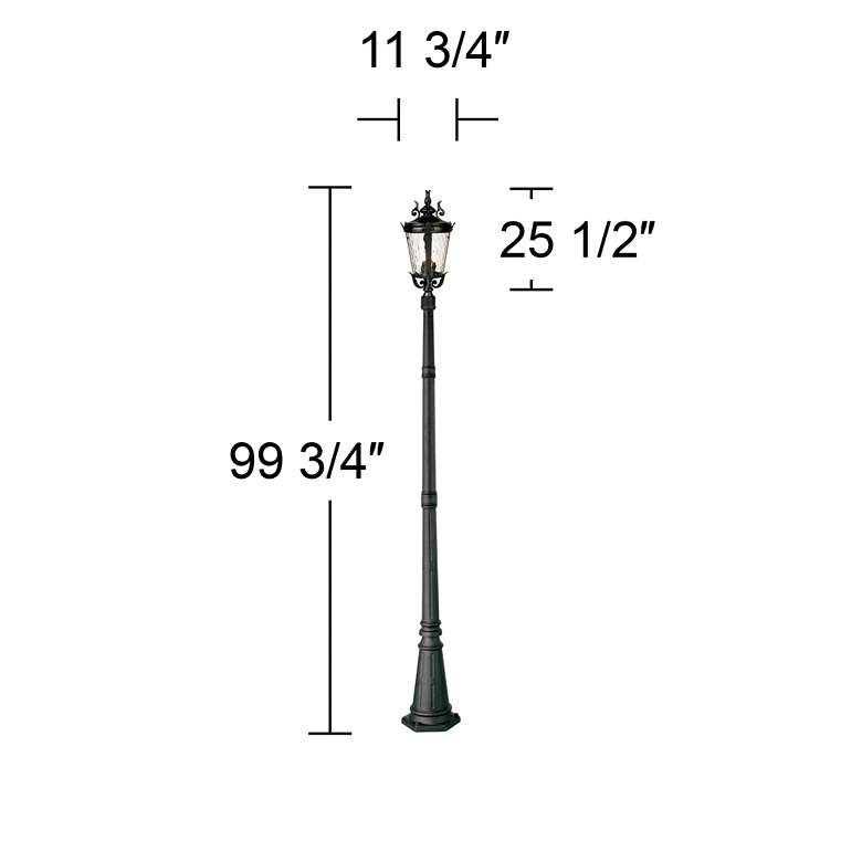 Casa Marseille 99 3/4&quot; High Black Post Light with Flat Base Pole more views