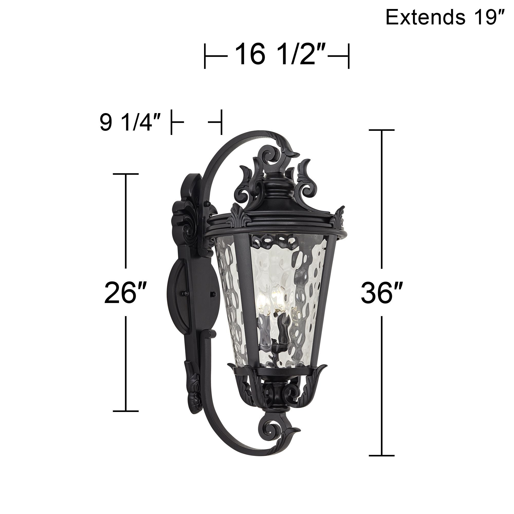 Casa Marseille Black 36" High Large Outdoor Wall Light