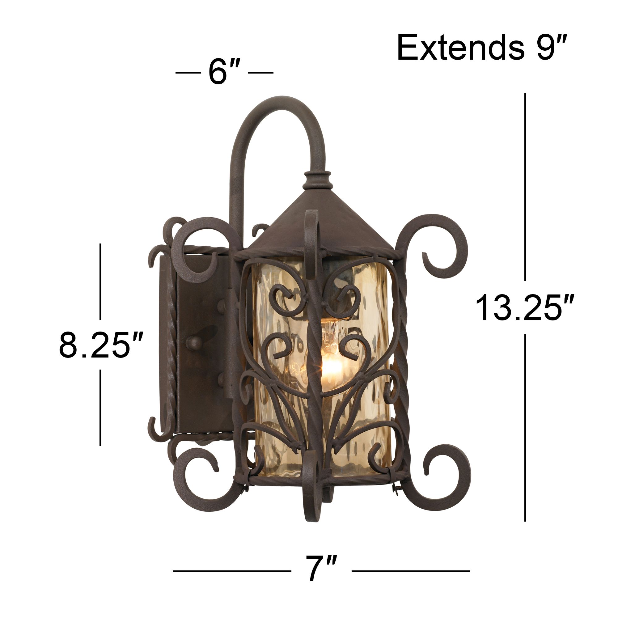 Casa Seville 13 1/4" High Iron Scroll Traditional Outdoor Wall Light