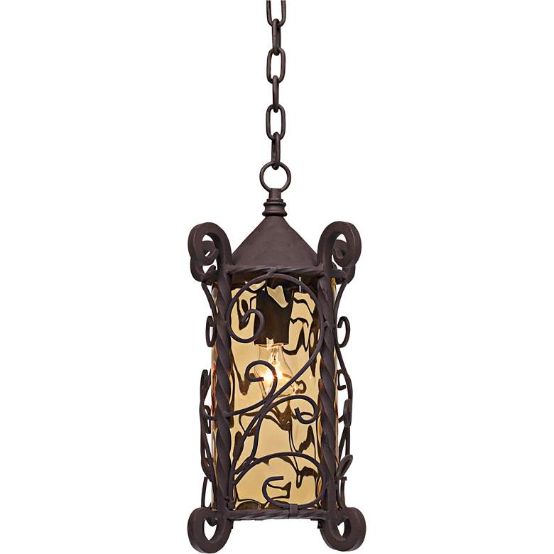Image 3 Casa Seville 15" High Walnut Scroll Outdoor Hanging Light