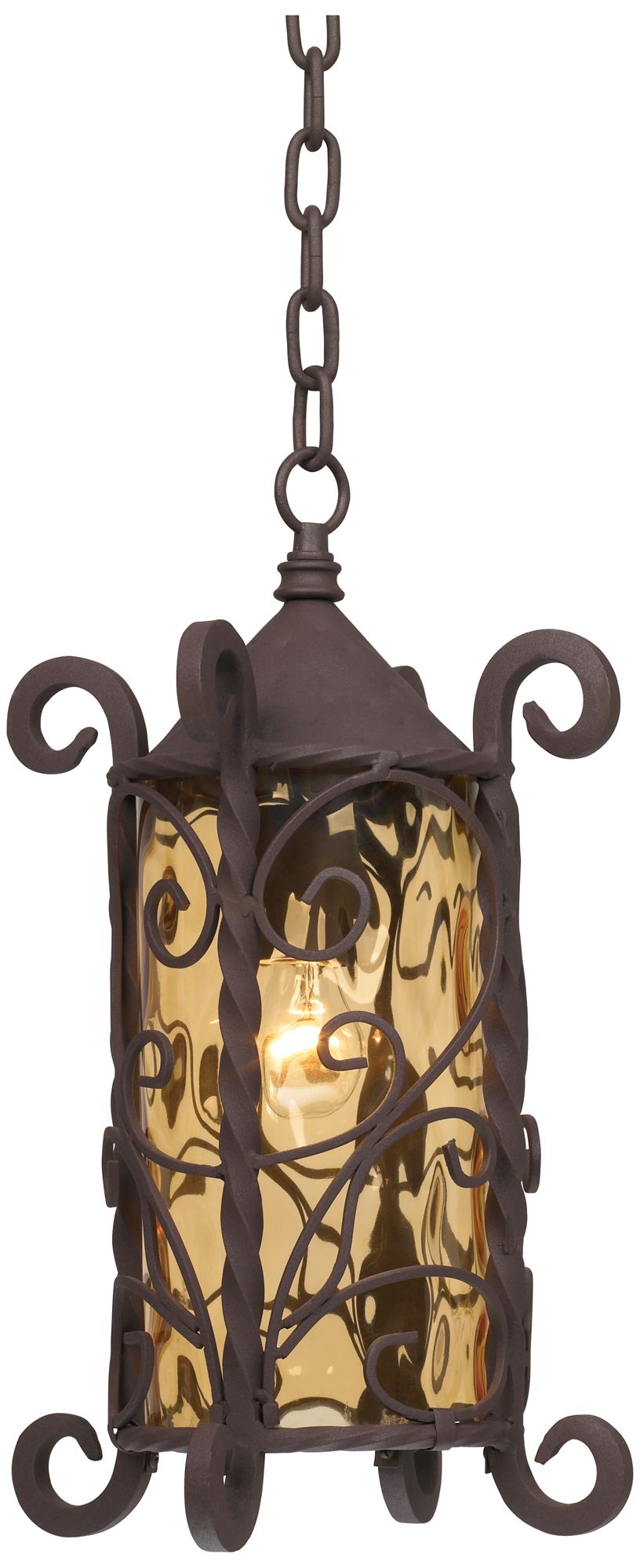 Casa Seville 15" High Walnut Scroll Outdoor Hanging Light in scene