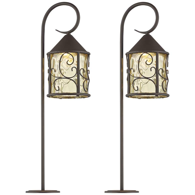 Image 1 Casa Seville 28 inch High Dark Walnut LED Path Lights Set of 2