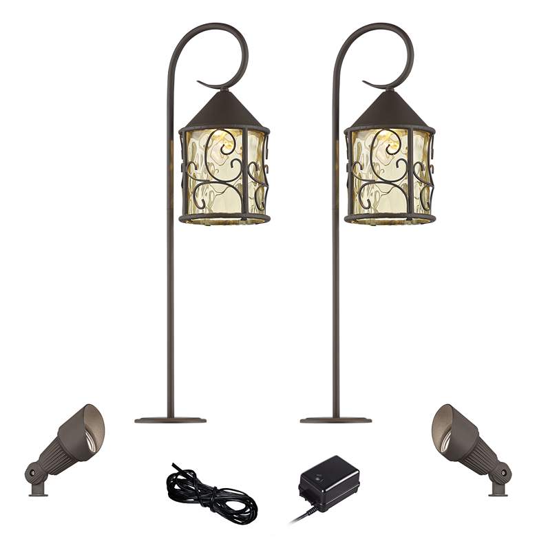 Image 1 Casa Seville Dark Walnut 6-Piece LED Path and Spot Light Set