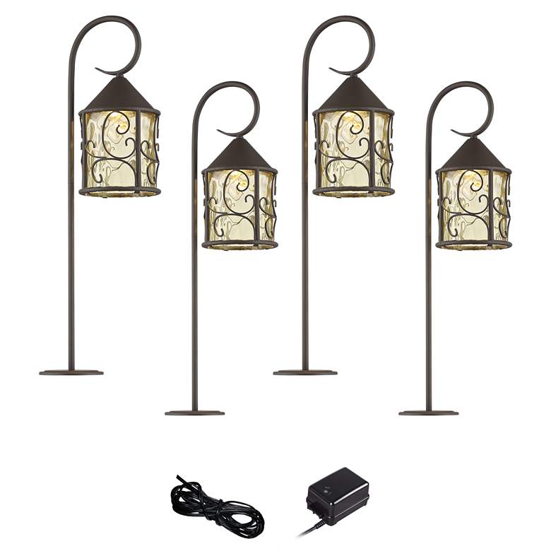 Image 1 Casa Seville Dark Walnut 6-Piece LED Path Light Set