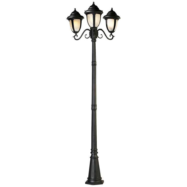 Image 2 Casa Sorrento Black Finish 90 1/2" High Traditional 3-Light Post Light